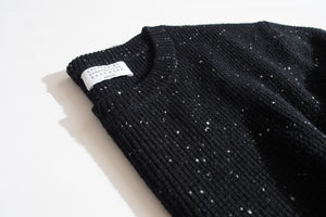 GENTLY USED Men's Cashmere Micro Waffle Crew (Black Speckled)