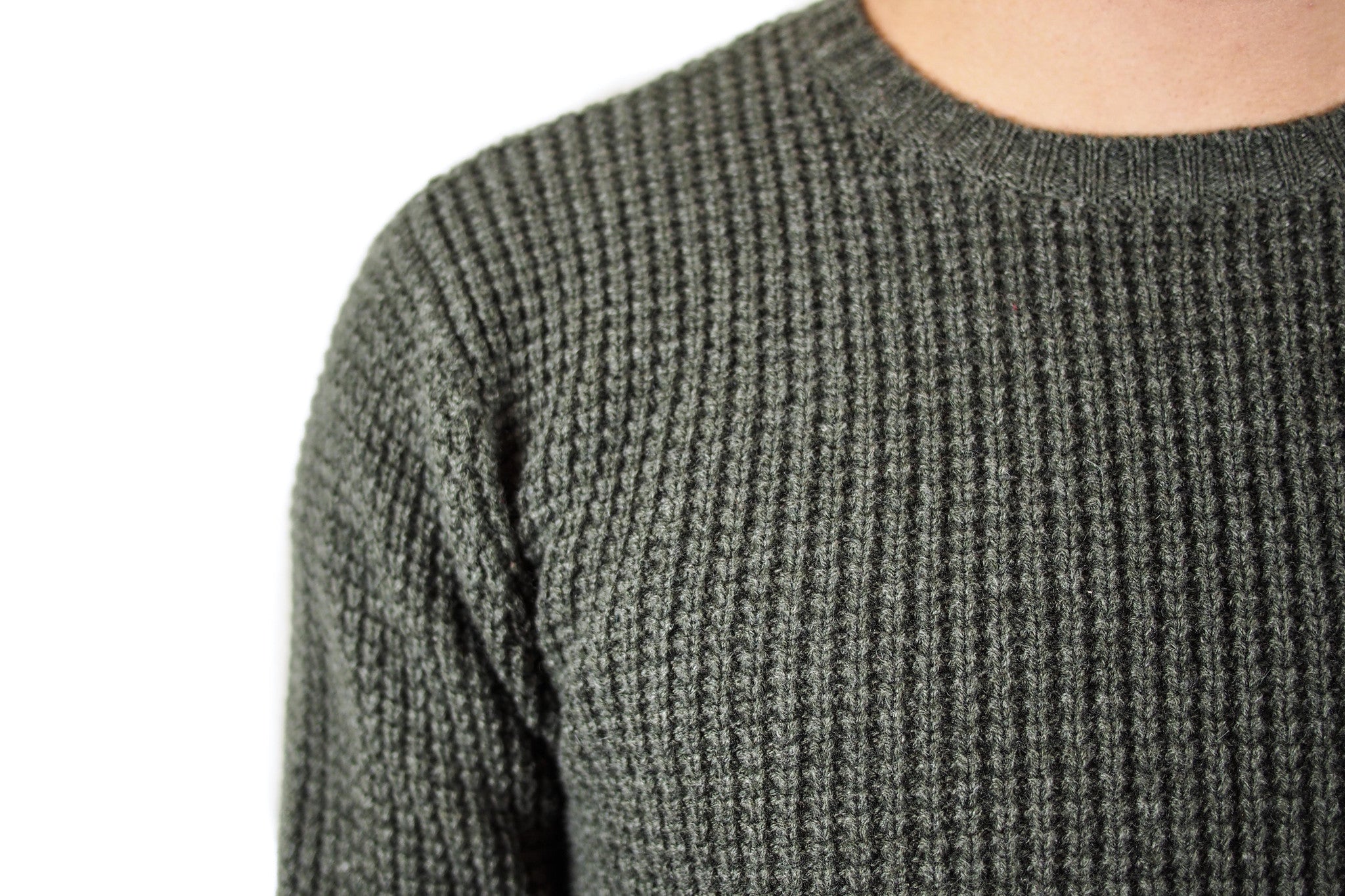 GENTLY USED Men's Cashmere Waffle Thermal (Army Green)