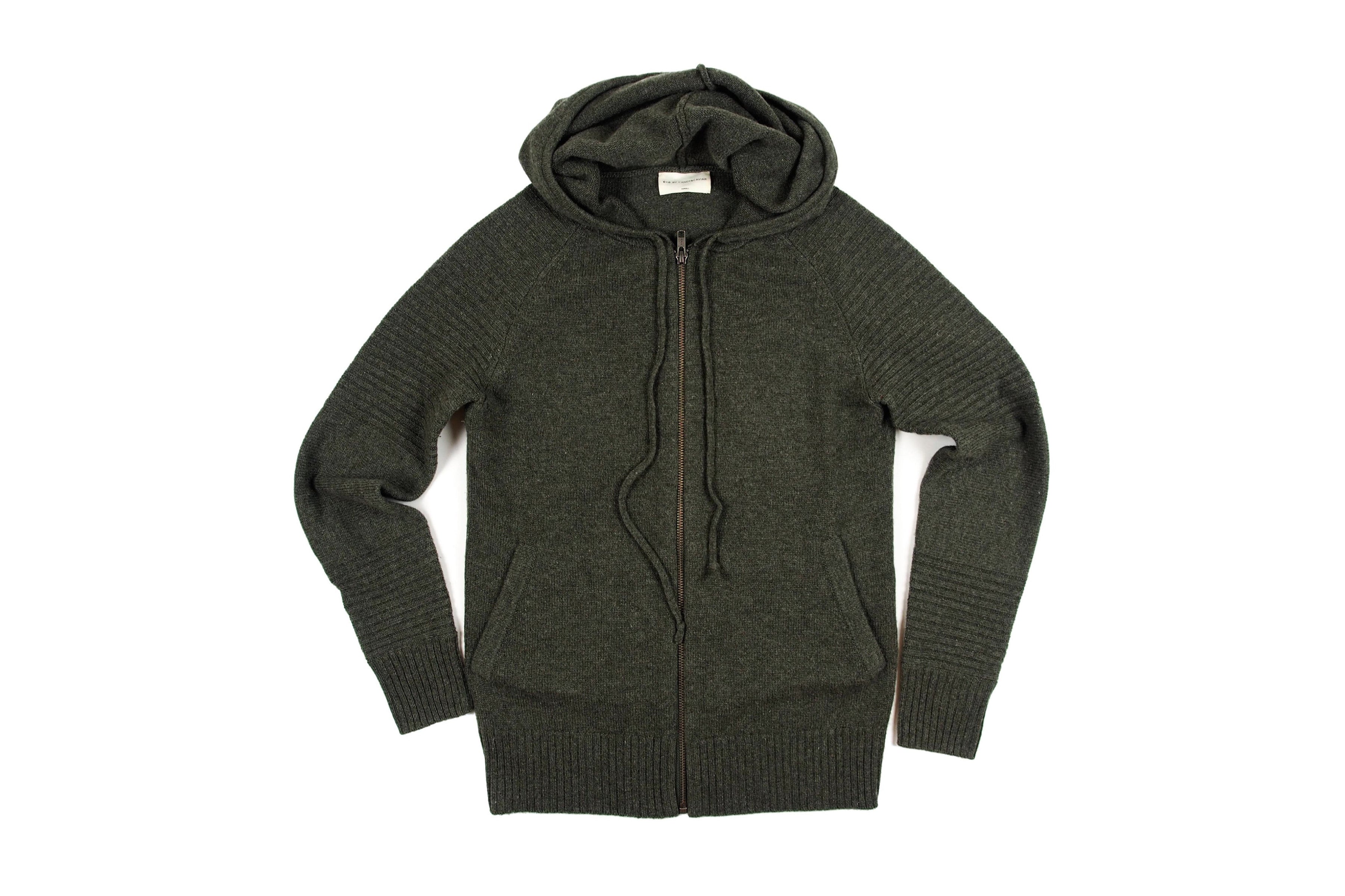 GENTLY USED Men's Cashmere Zip Hoodie (Army Green)