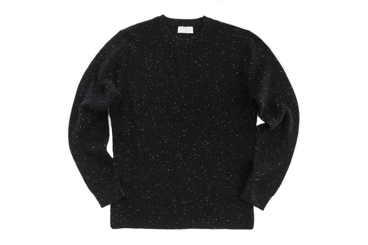 Men's Cashmere Micro Waffle Crew (Black Speckled) – CANDY&CAVIAR