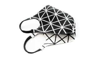 Geometric Reversible Jacquard Knit Mask (White/Black)
