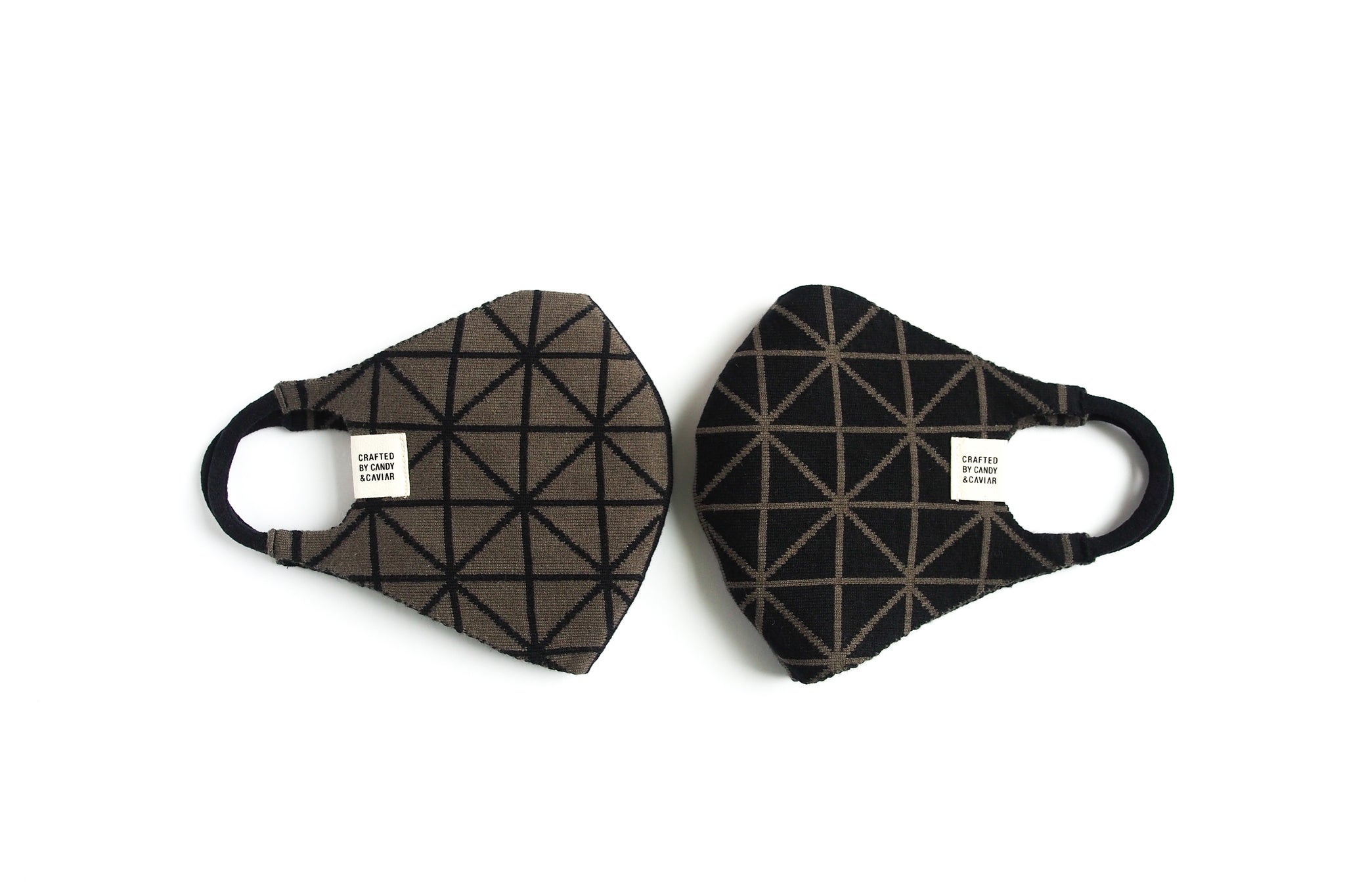 Geometric Reversible Jacquard Knit Mask (Olive/Black)