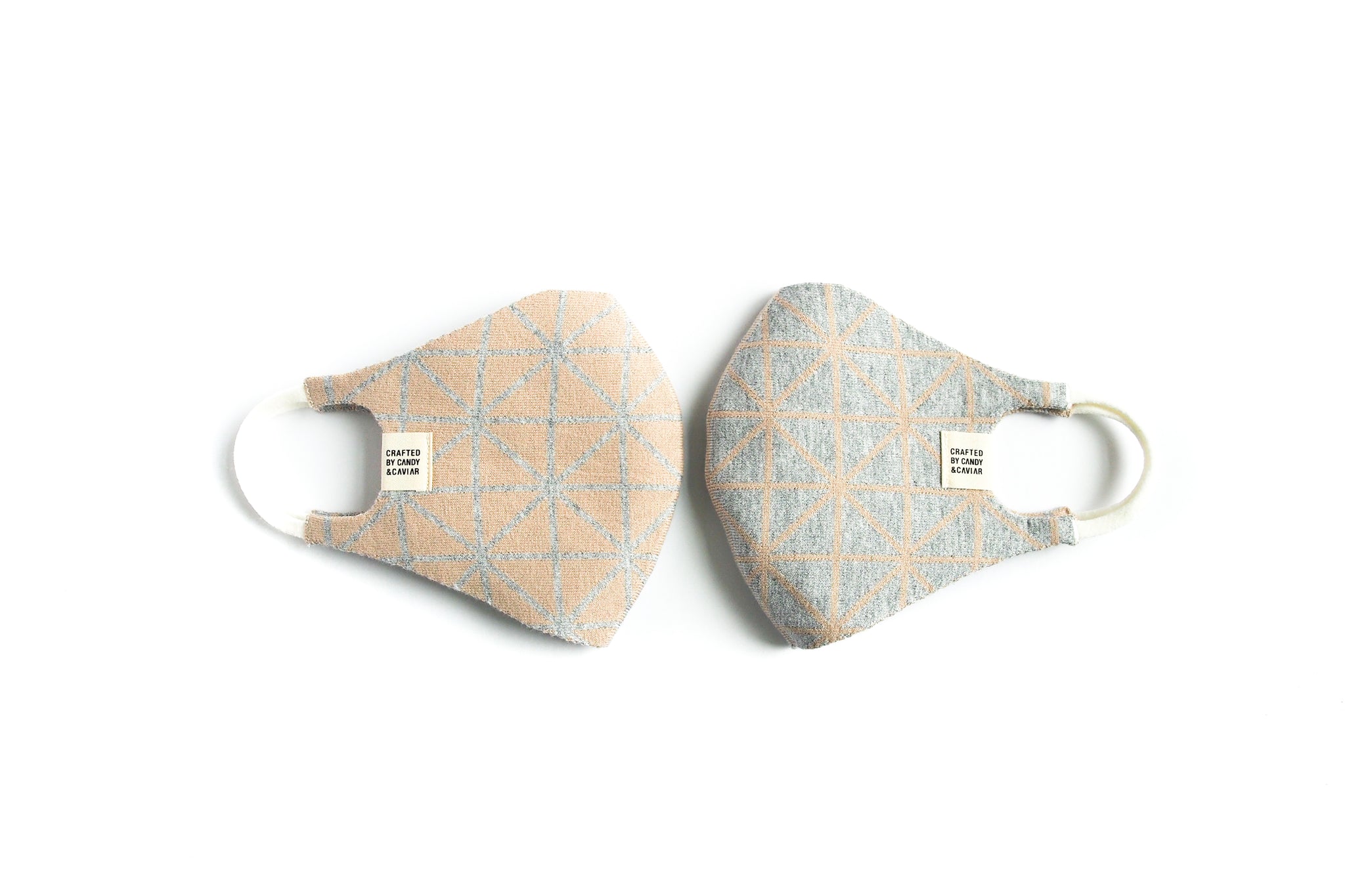 Geometric Reversible Jacquard Knit Mask (Taupe/Grey)