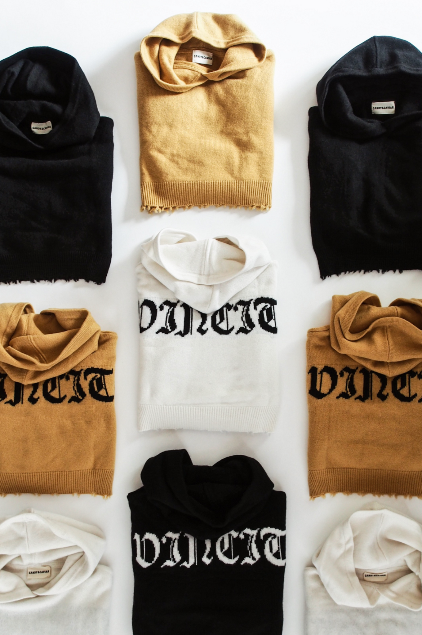 Amor Vincit Omnia Cropped Cashmere Hoodie (Mustard)