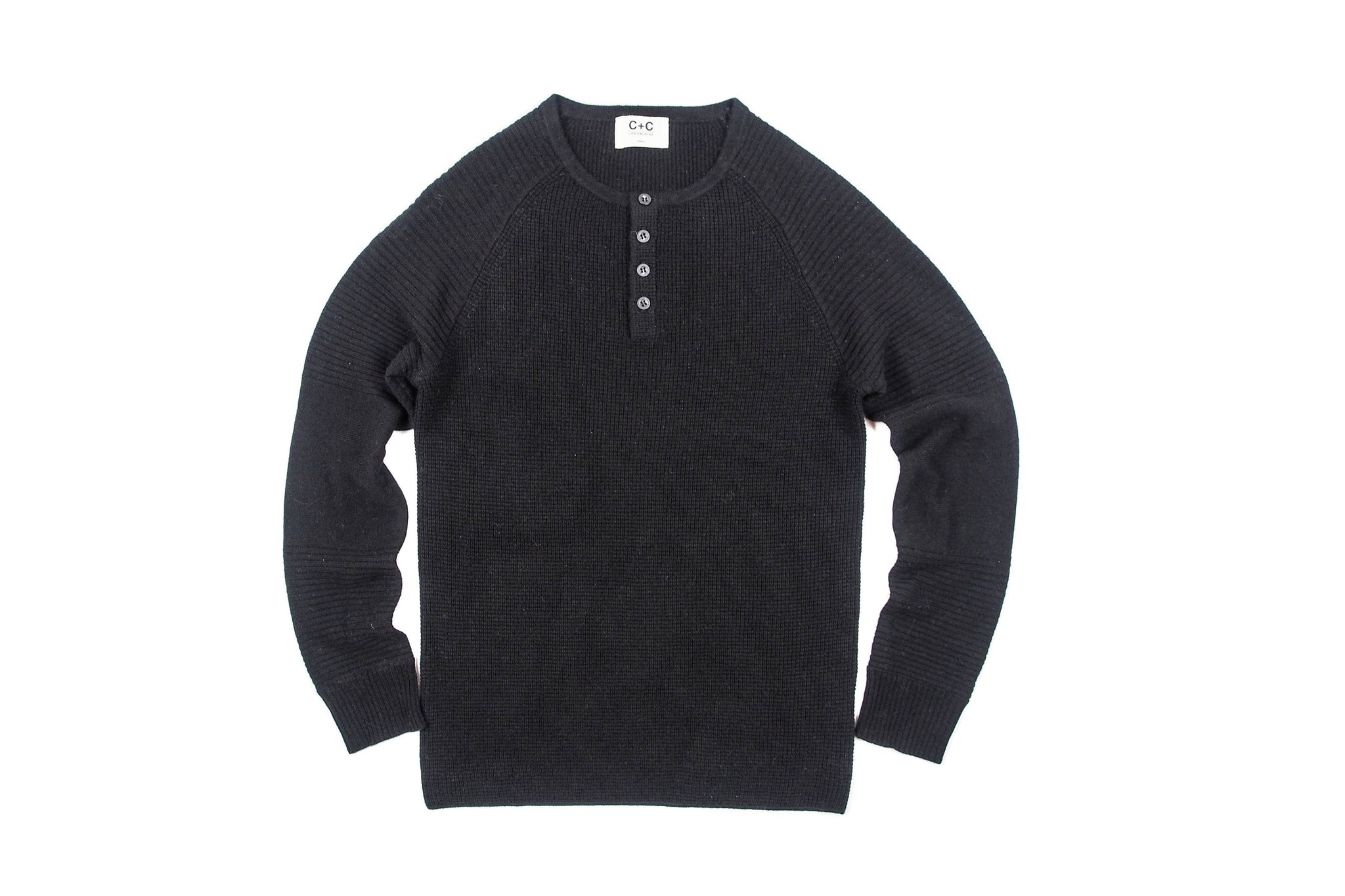 USED Men's Cashmere Henley (Black)