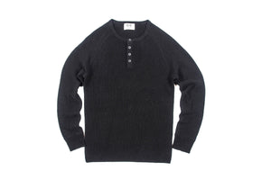 USED Men's Cashmere Henley (Black)