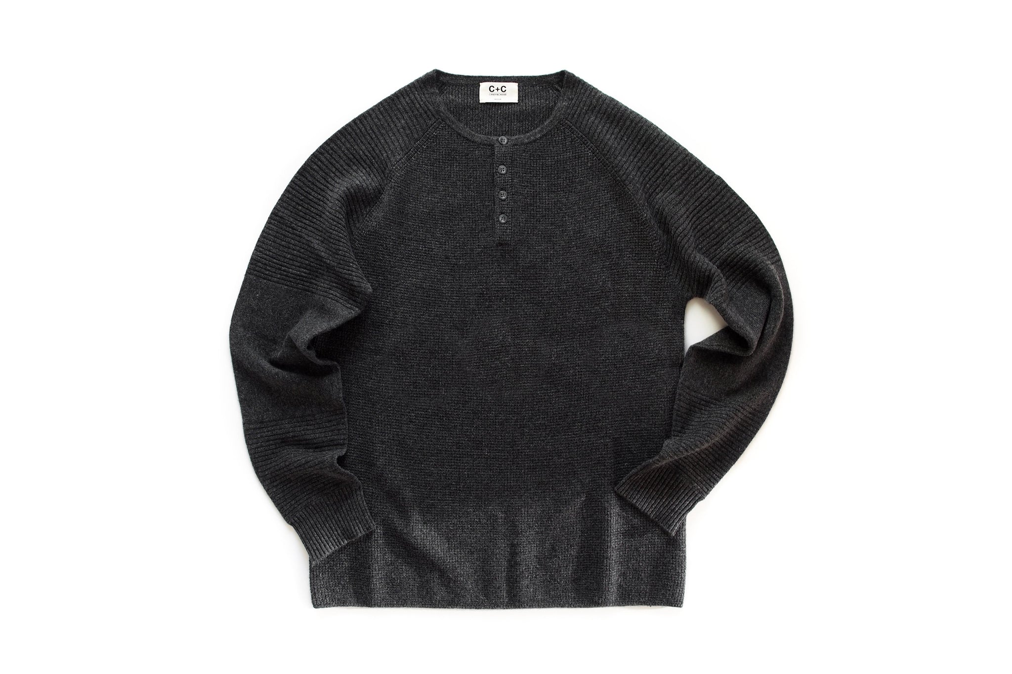 GENTLY USED Men's Cashmere Henley (Charcoal)
