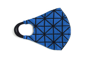 Geometric Reversible Jacquard Knit Mask (Blue/Black)