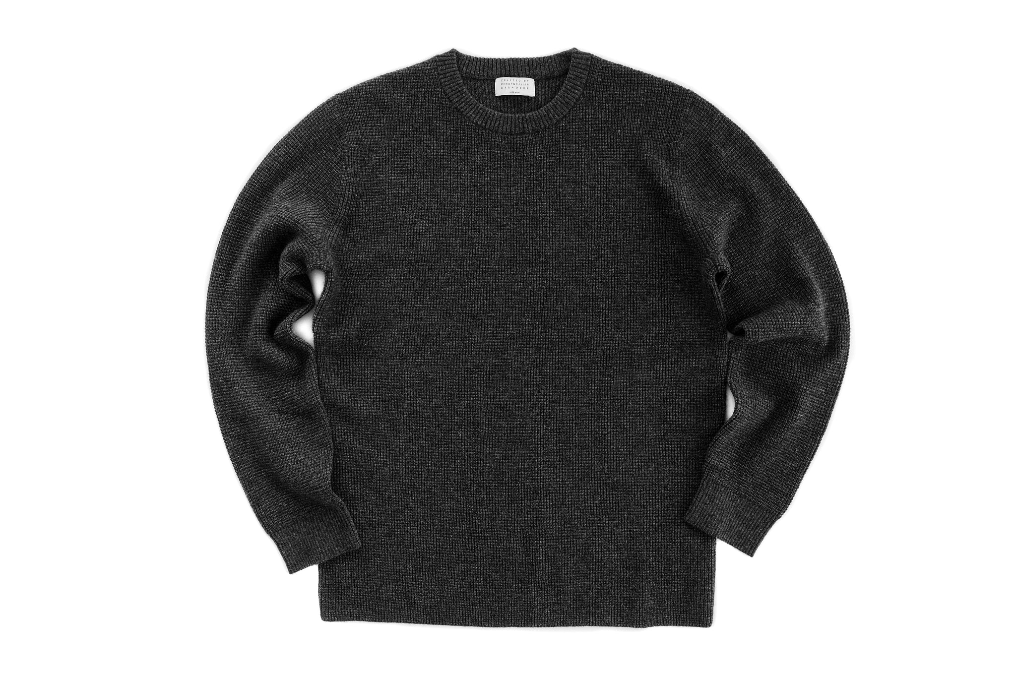 Men's Cashmere Micro Waffle Crew (Charcoal) – CANDY&CAVIAR