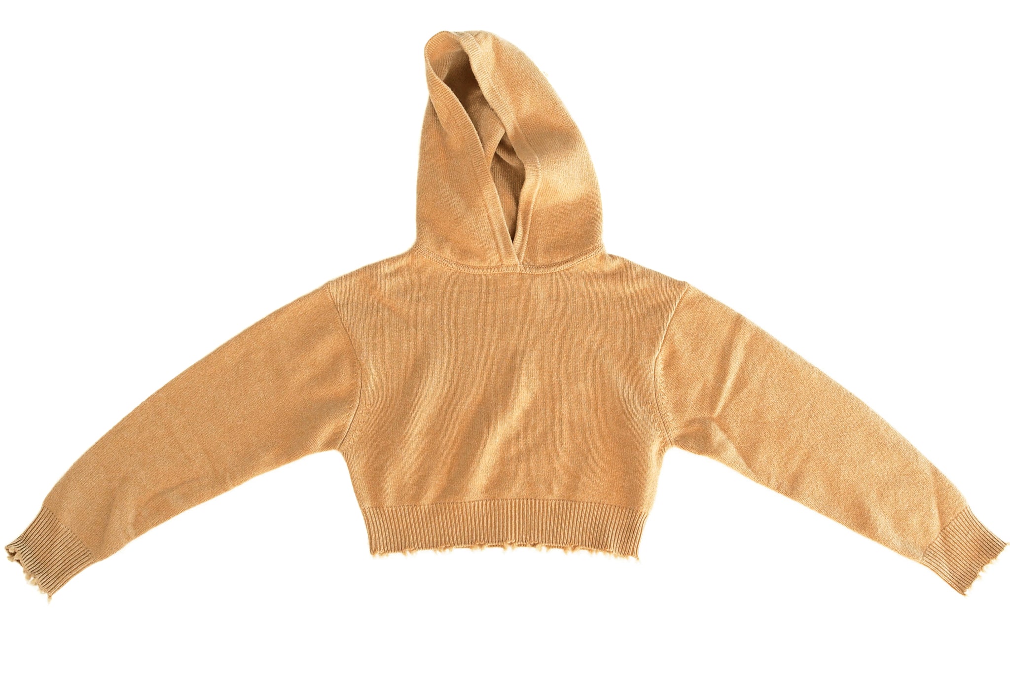 Amor Vincit Omnia Cropped Cashmere Hoodie (Mustard)
