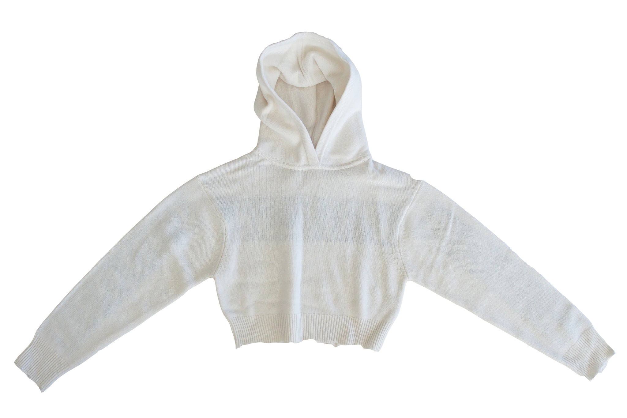 Amor Vincit Omnia Cropped Cashmere Hoodie (White)