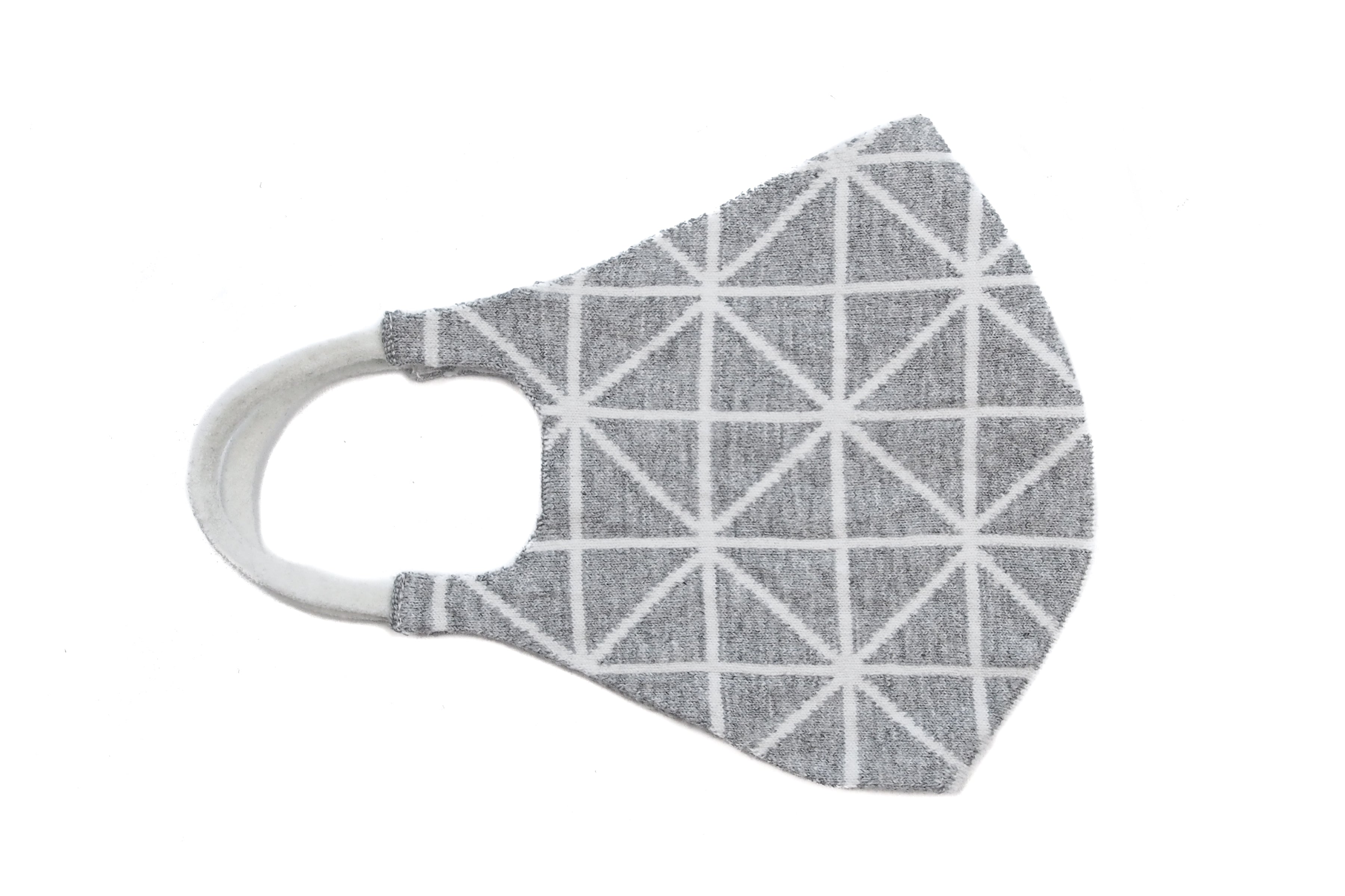 Geometric Reversible Jacquard Knit Mask (Grey/White)