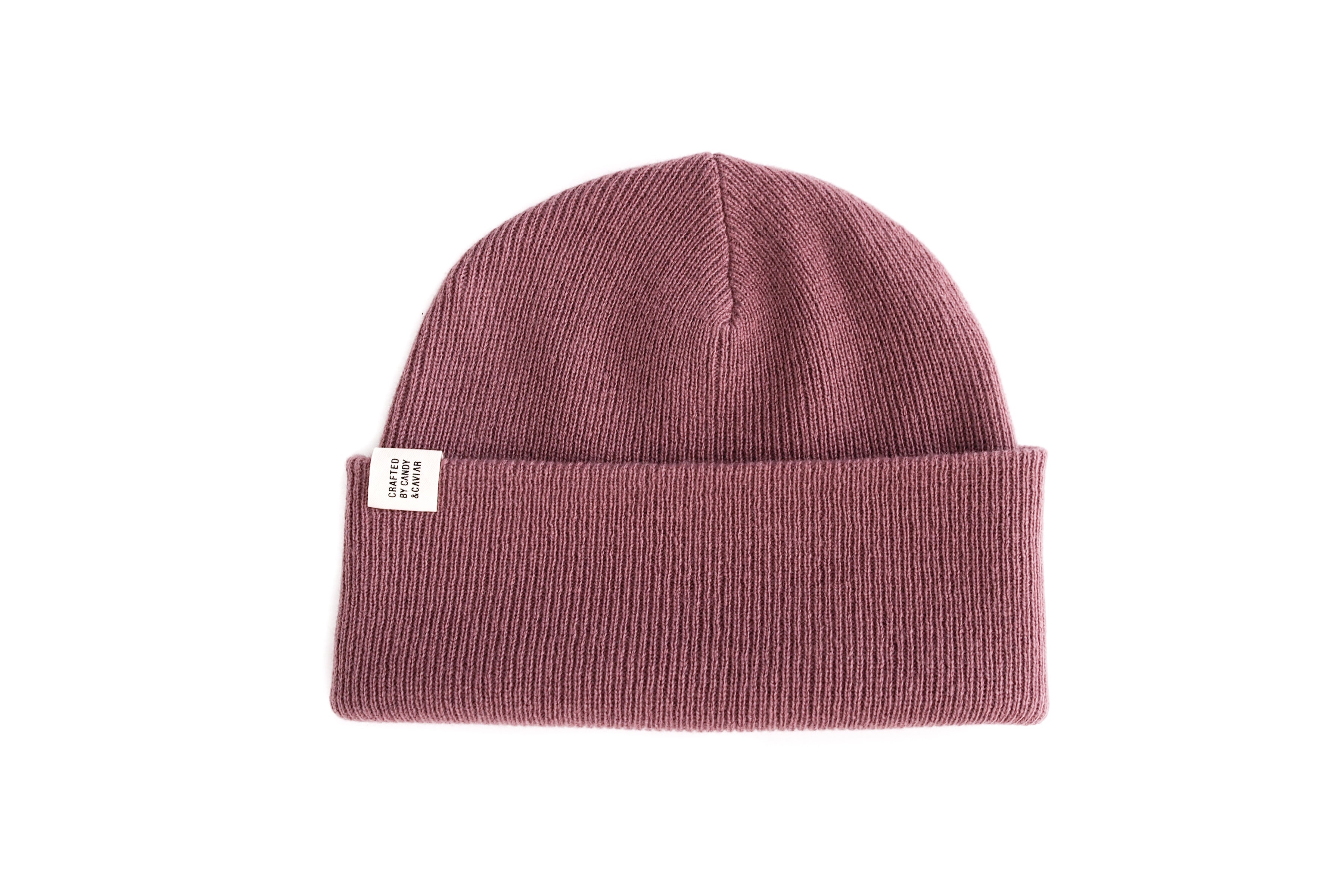 Ribbed Cashmere Beanie (Mauve Pink)