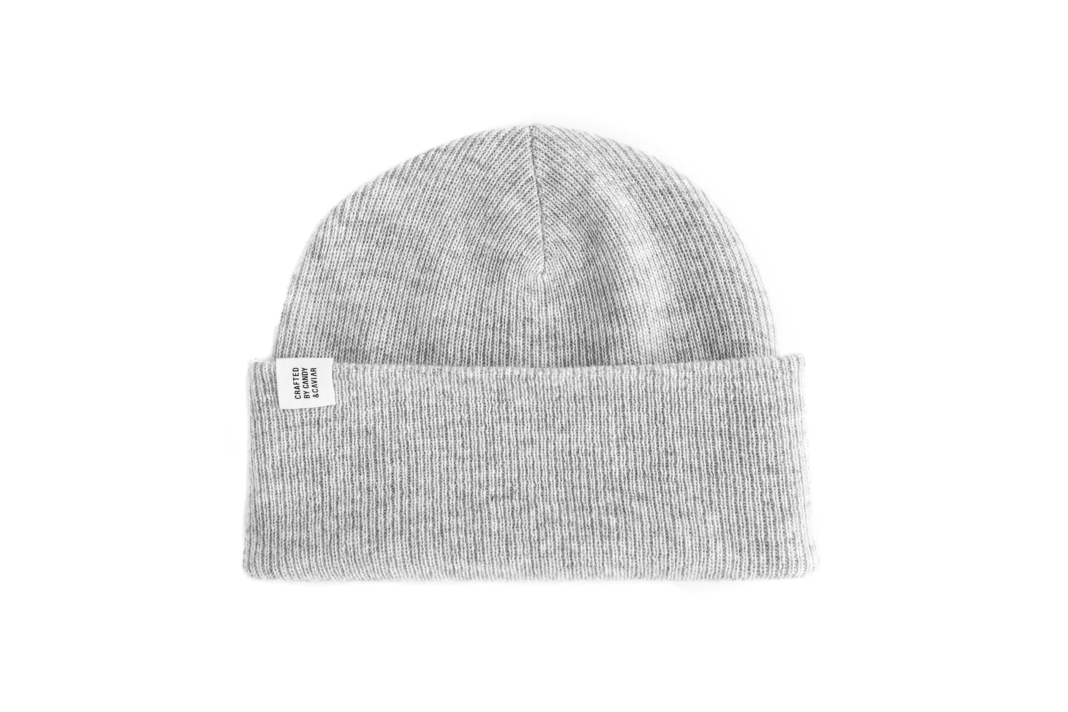 Ribbed Cashmere Beanie (Mute Grey)